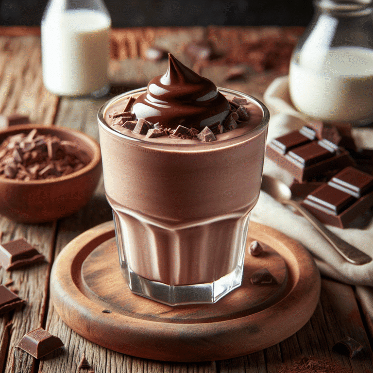 Milkshake low carb de chocolate com cobertura de chocolate amargo