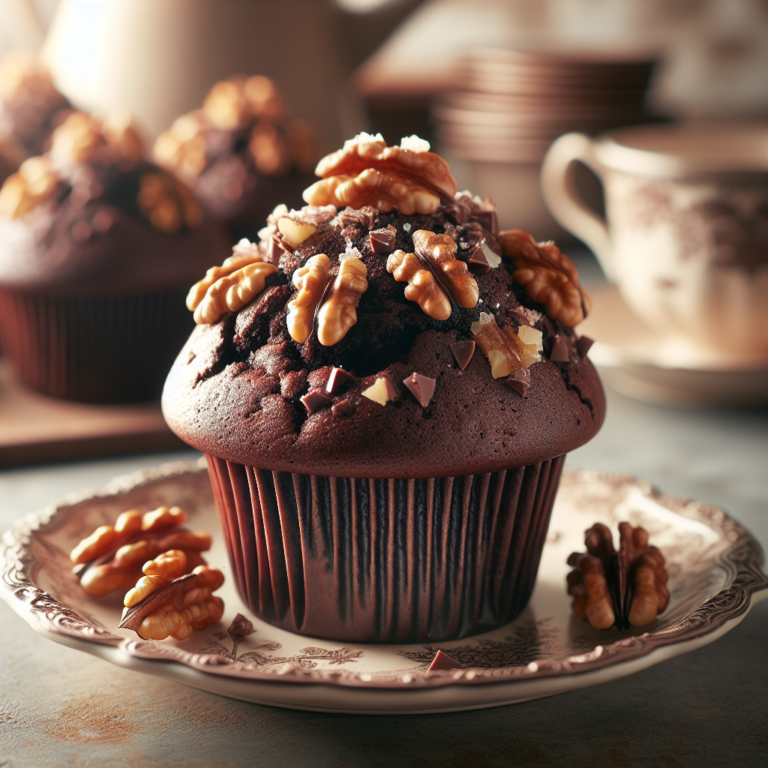 Muffin low carb de chocolate e nozes