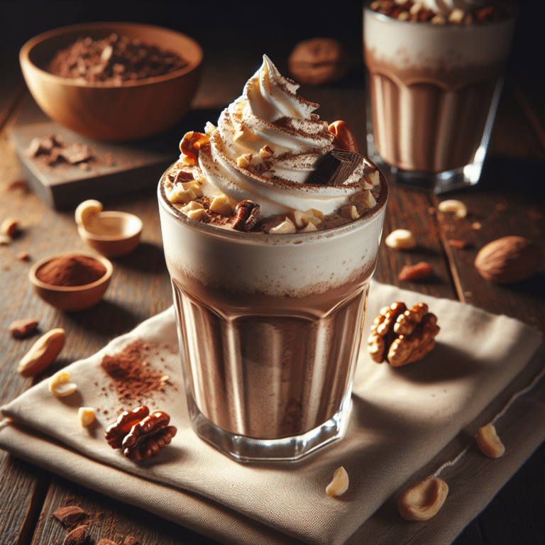 Receita de milkshake low carb de chocolate e castanhas