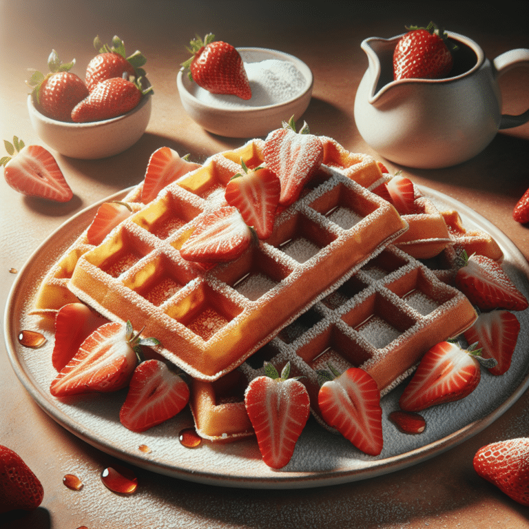 Receita de waffle doce low carb com morangos